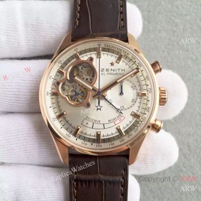 Swiss Replica Zenith El Primero Tourbillon Watch Brown Leather 42mm